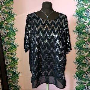 Kim Rogers Black Blouse With Silver Sequins